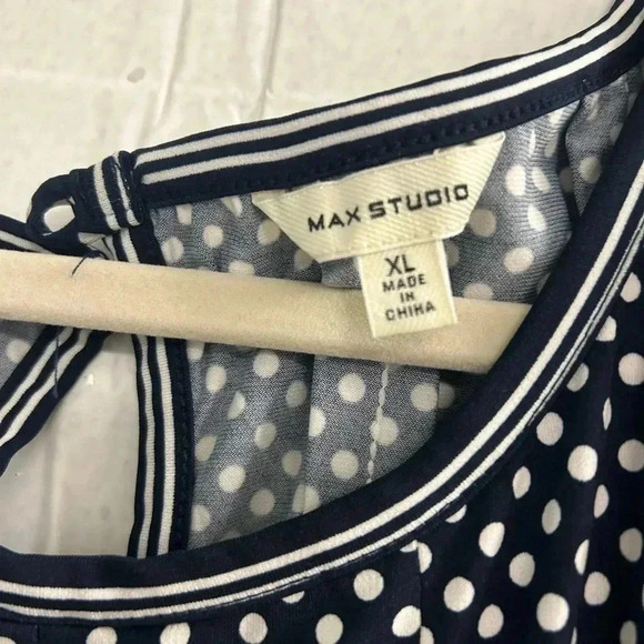 Women’s Max Studio Navy Blue Tank Top Dress With White Polka Dots Size XL - Picture 5 of 5